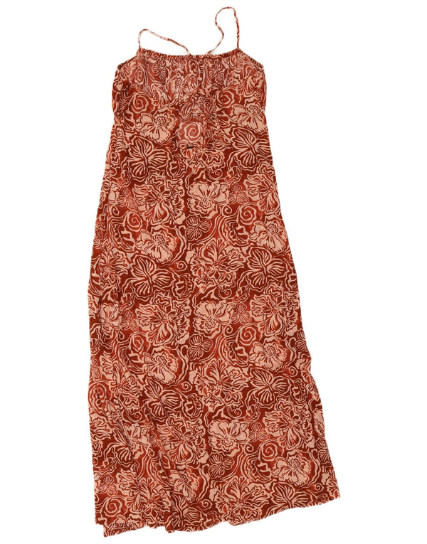 Abito lungo senza maniche da donna O'Neill UK 12 Viscosa floreale marrone medio