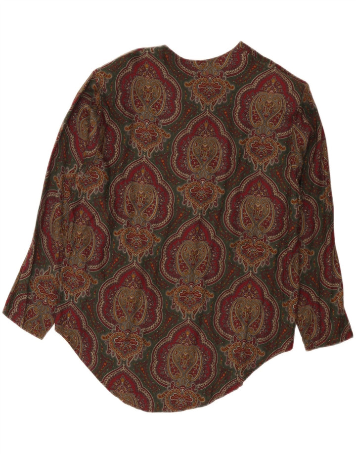 Camicetta camicia vintage da donna UK 14 Viscosa Paisley multicolore media