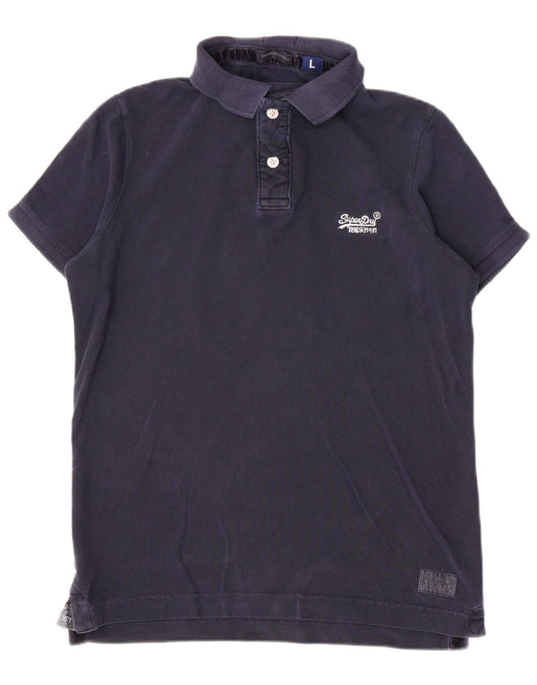 Polo da uomo Superdry Large in cotone blu navy