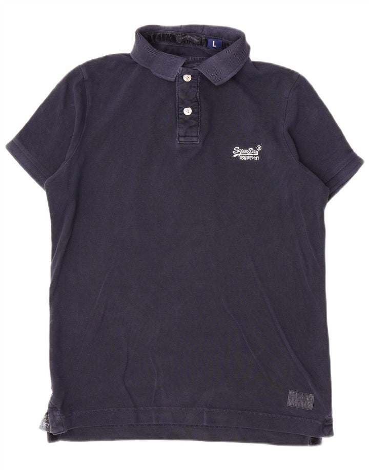 Polo da uomo Superdry Large in cotone blu navy