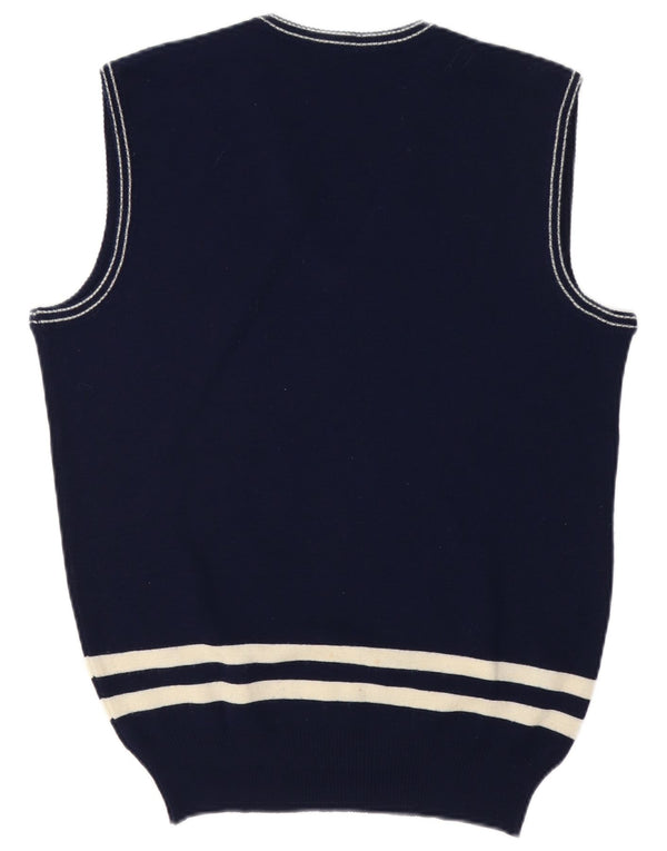 Canotta vintage da uomo in lana a righe medie blu navy