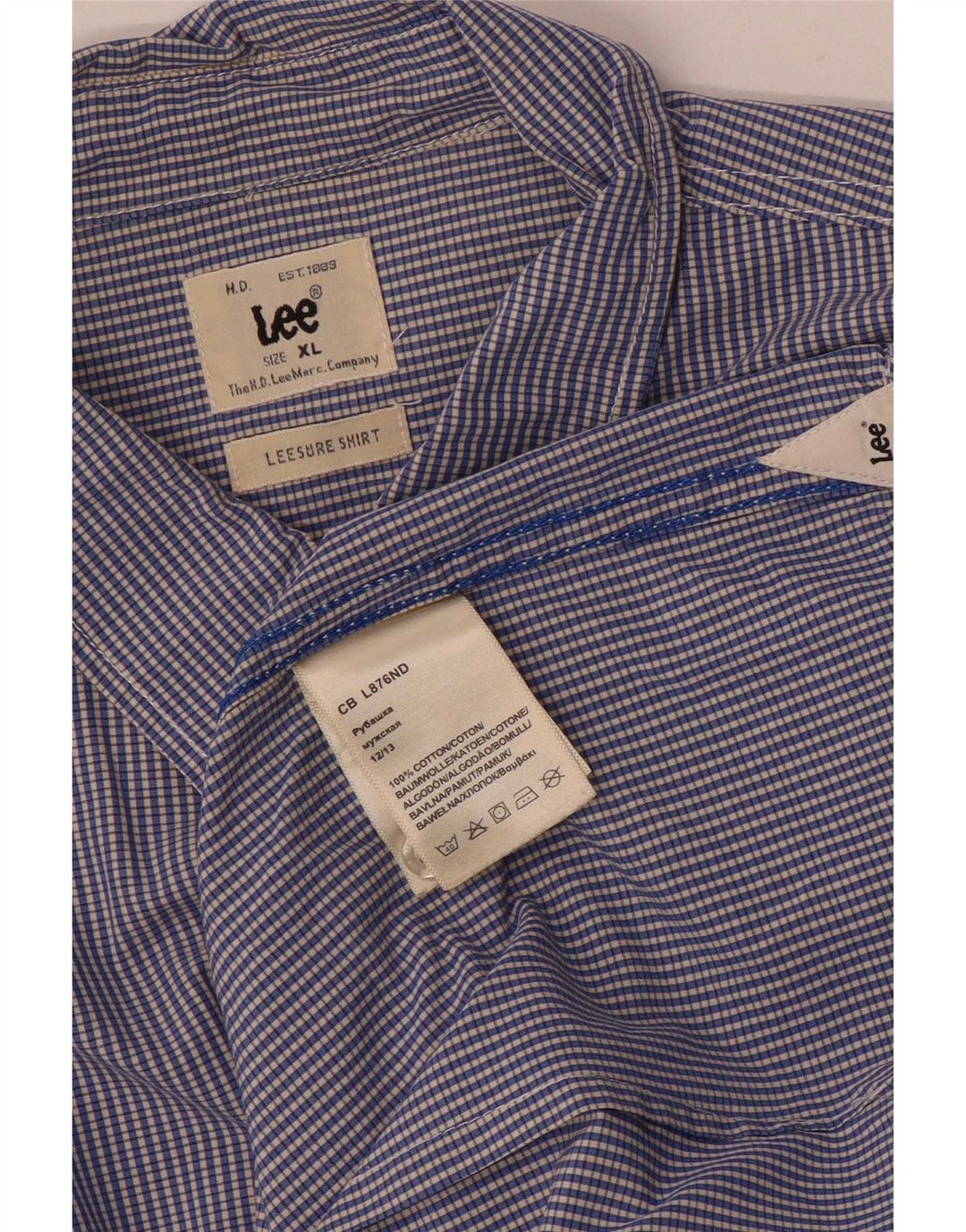 Camicia da uomo Lee XL in cotone a quadri blu