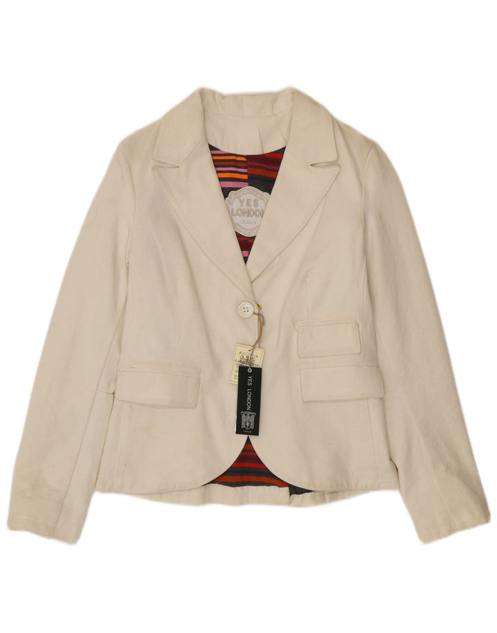 Giacca blazer a 2 bottoni da donna Yes London IT 44 cotone bianco medio