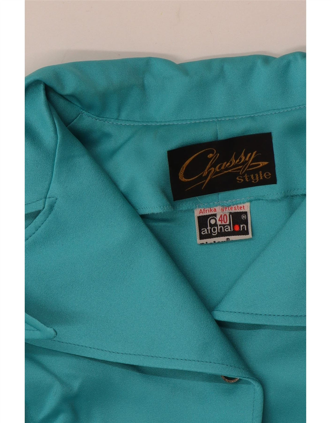 Camicetta da donna a maniche corte corta VINTAGE EU 40 poliestere blu medio