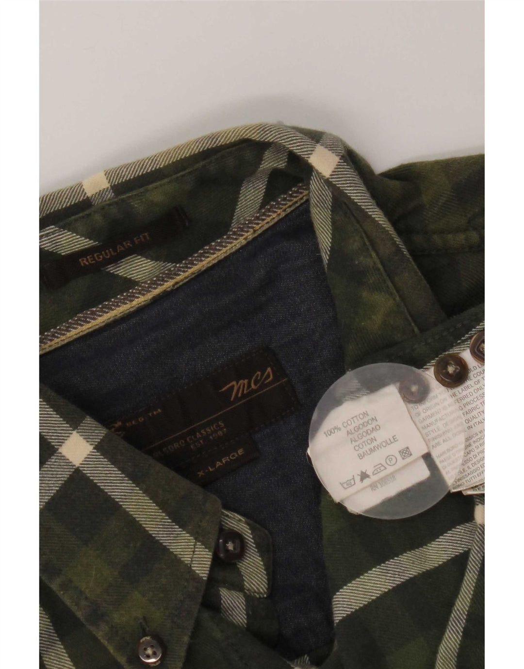Camicia in flanella da uomo Marlboro Classics XL in cotone a quadri verdi