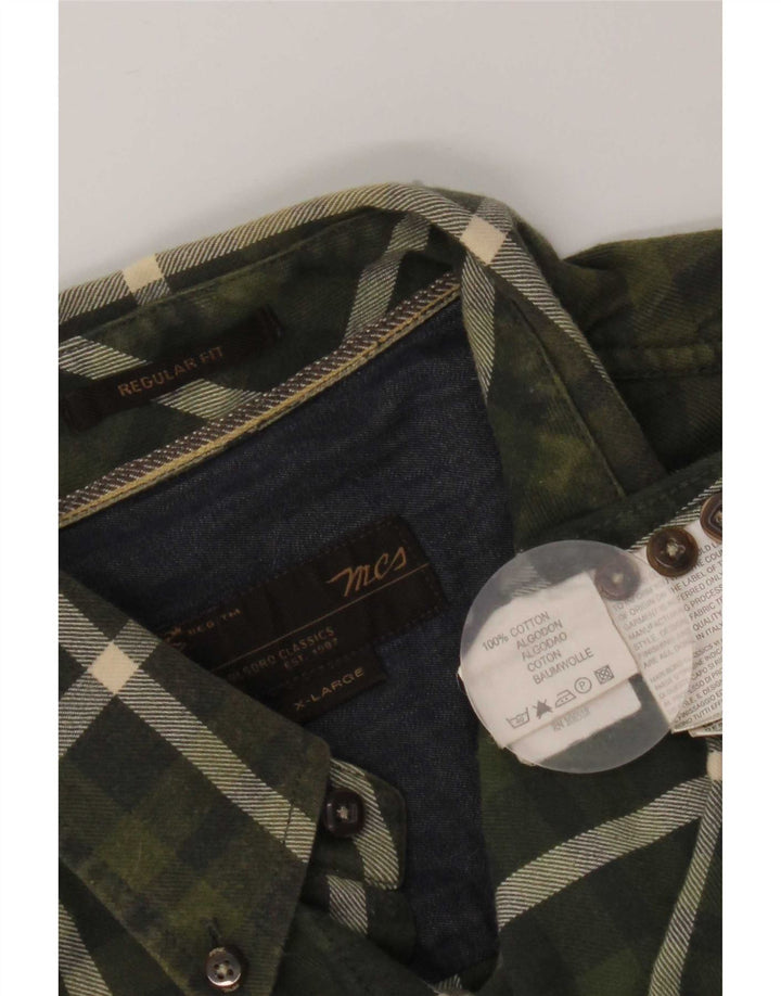 Camicia in flanella da uomo Marlboro Classics XL in cotone a quadri verdi