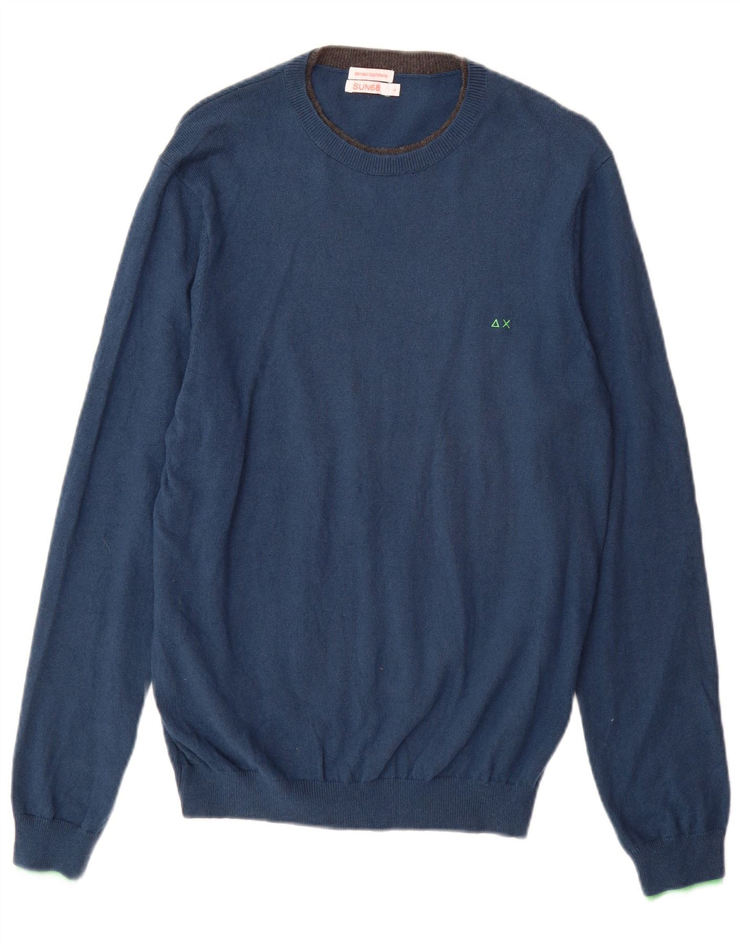 SUN68 Mens Crew Neck Jumper Sweater Large Blue Cotton