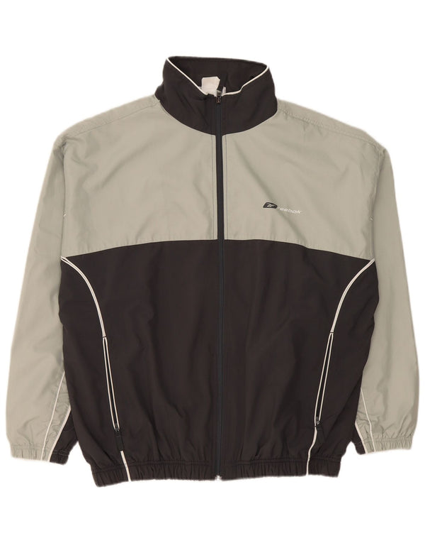 Giacca da ginnastica da uomo Reebok vestibilità ampia, colore grigio medio