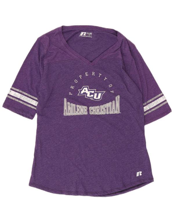 RUSSELL ATHLETIC Womens Graphic T-Shirt Top UK 20 2XL Purple