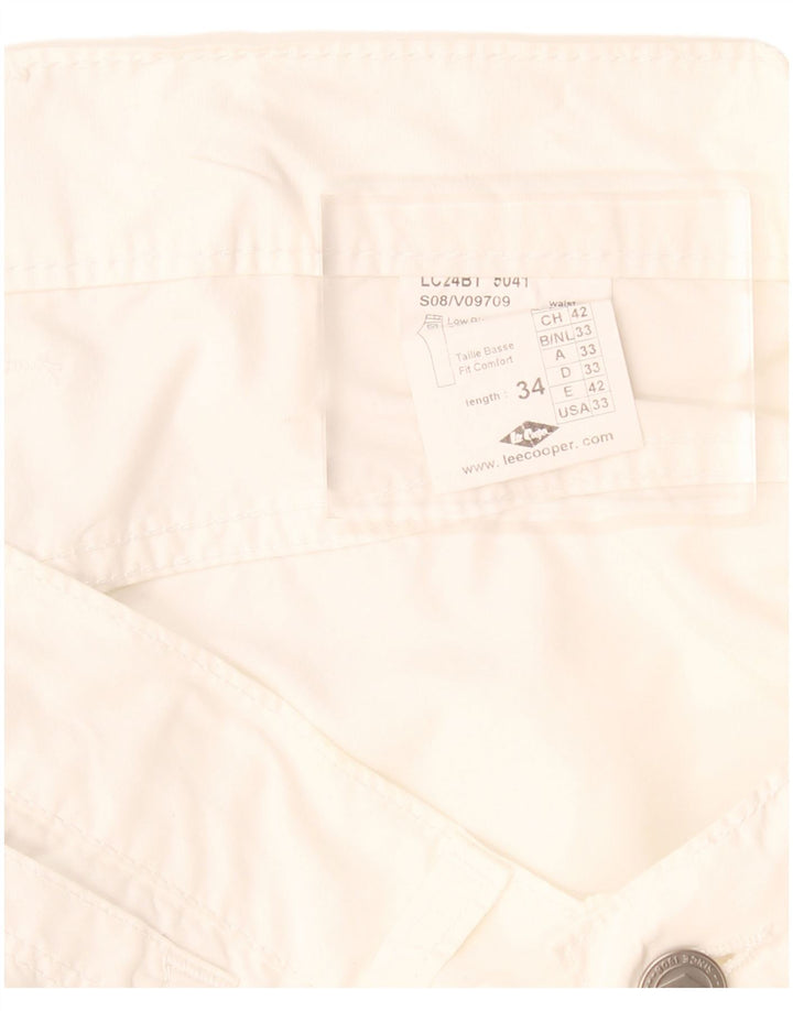 LEE COOPER Womens Straight Casual Trousers W33 L33 White Cotton
