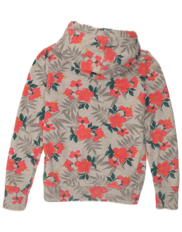Maglione con cappuccio e zip da donna Superdry UK 14 Cotone floreale grigio medio