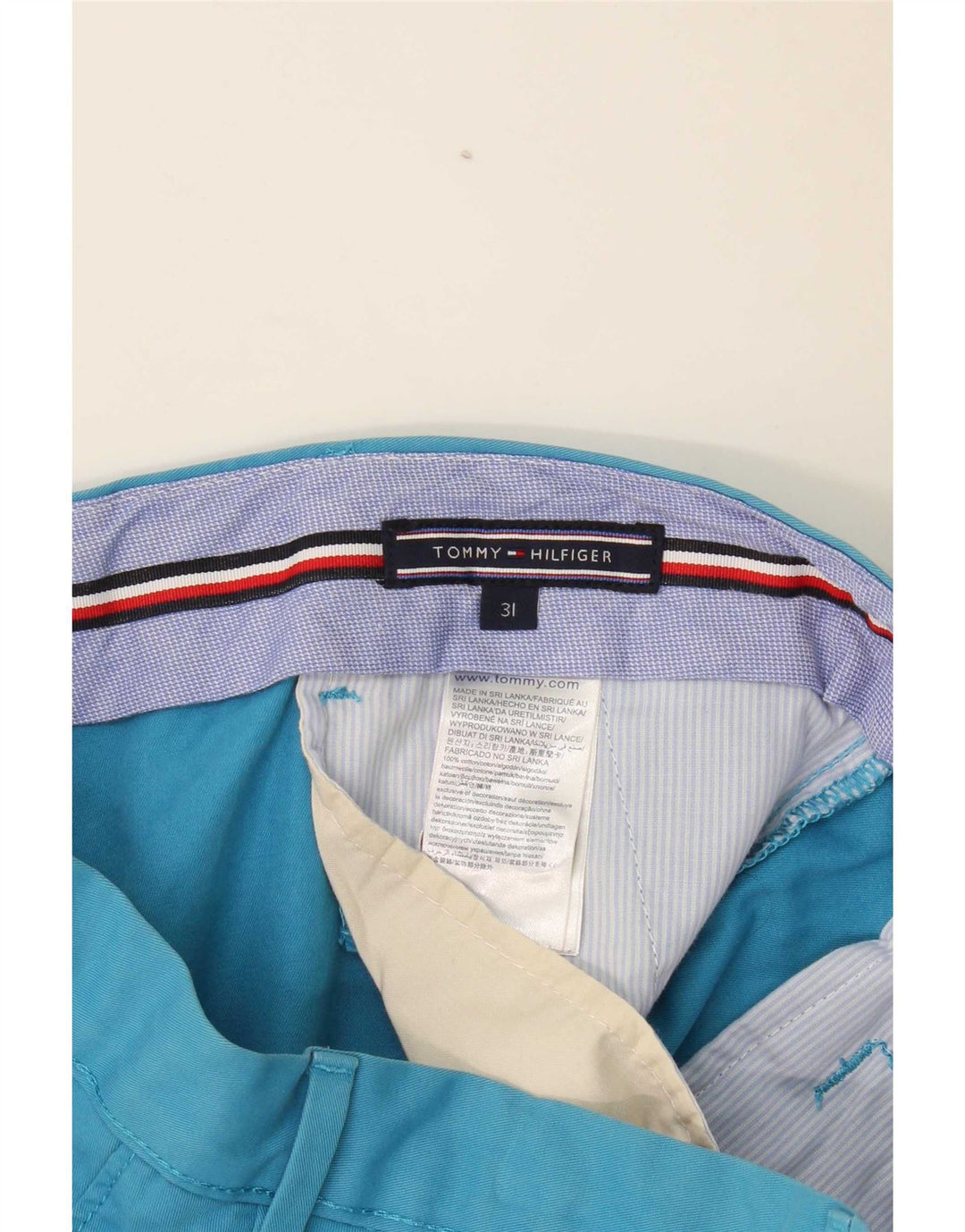 Pantaloncini chino da uomo Tommy Hilfiger W31 cotone blu medio