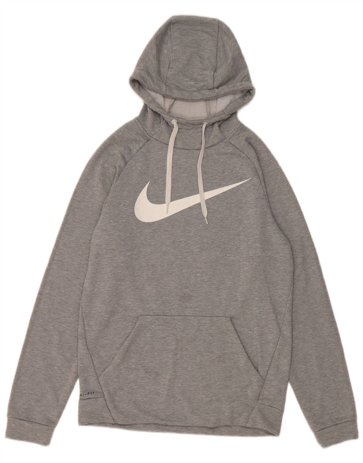 Felpa con cappuccio grafica Nike Dri Fit da uomo, piccola, in poliestere chiazzato grigio