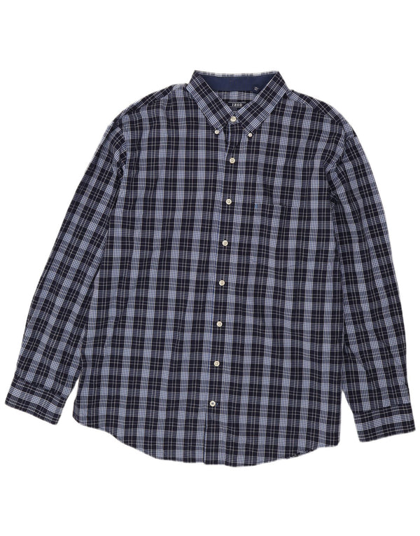 Camicia da uomo Izod 2XL in cotone a quadri blu navy