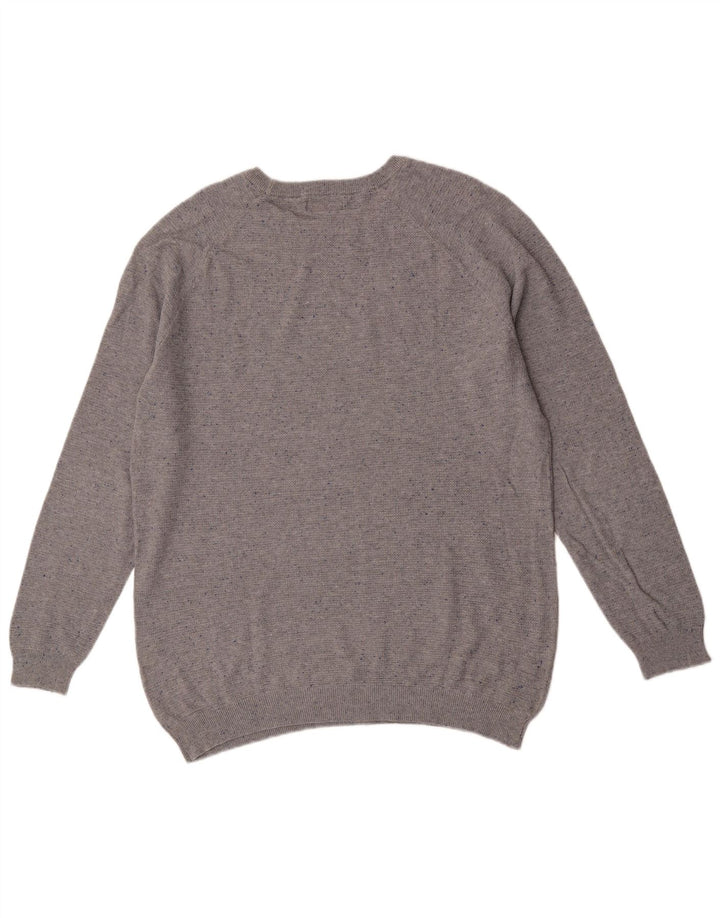 Maglione maglione girocollo da uomo Zara XL in cotone chiazzato grigio