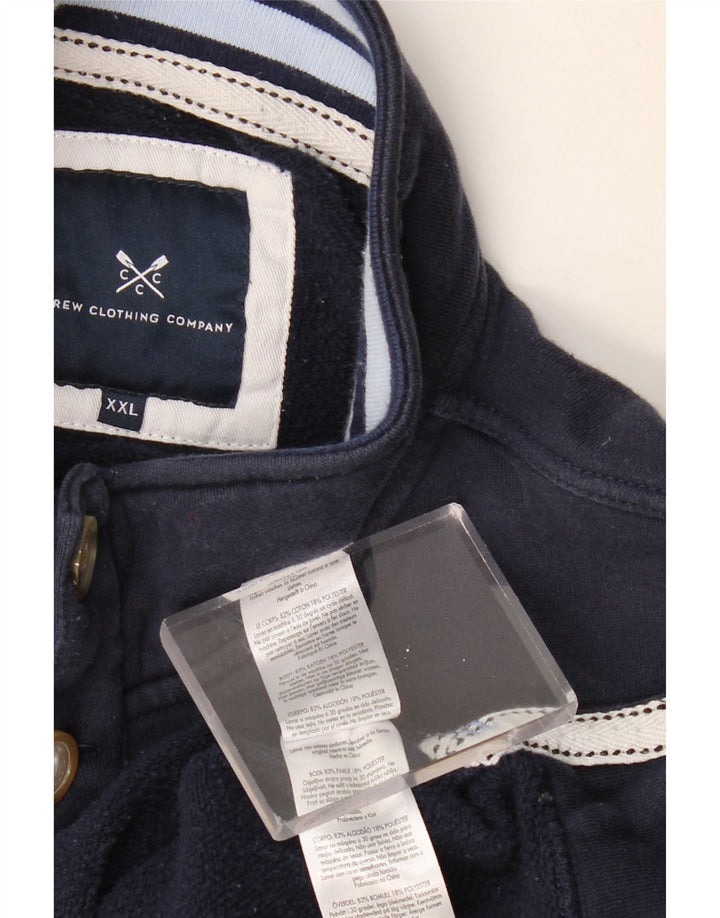 CREW CLOTHING Felpa da uomo con bottoni e collo 2XL in cotone blu navy