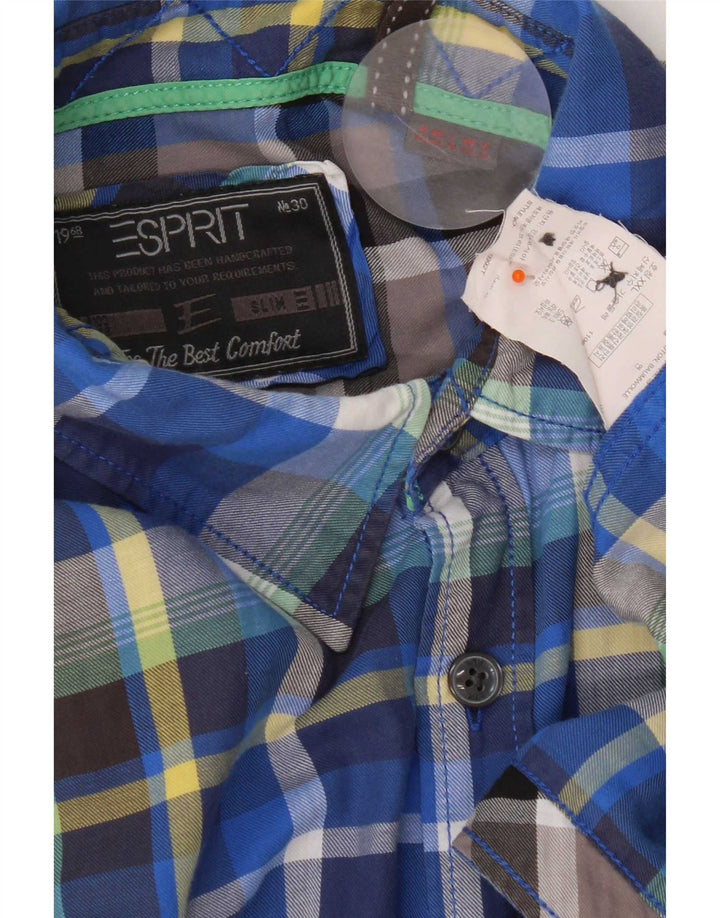 Camicia in flanella da uomo Esprit 2XL cotone a quadri blu