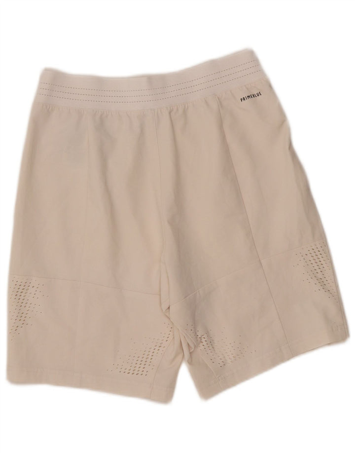 Pantaloncini sportivi da uomo Adidas piccoli in poliestere bianco sporco