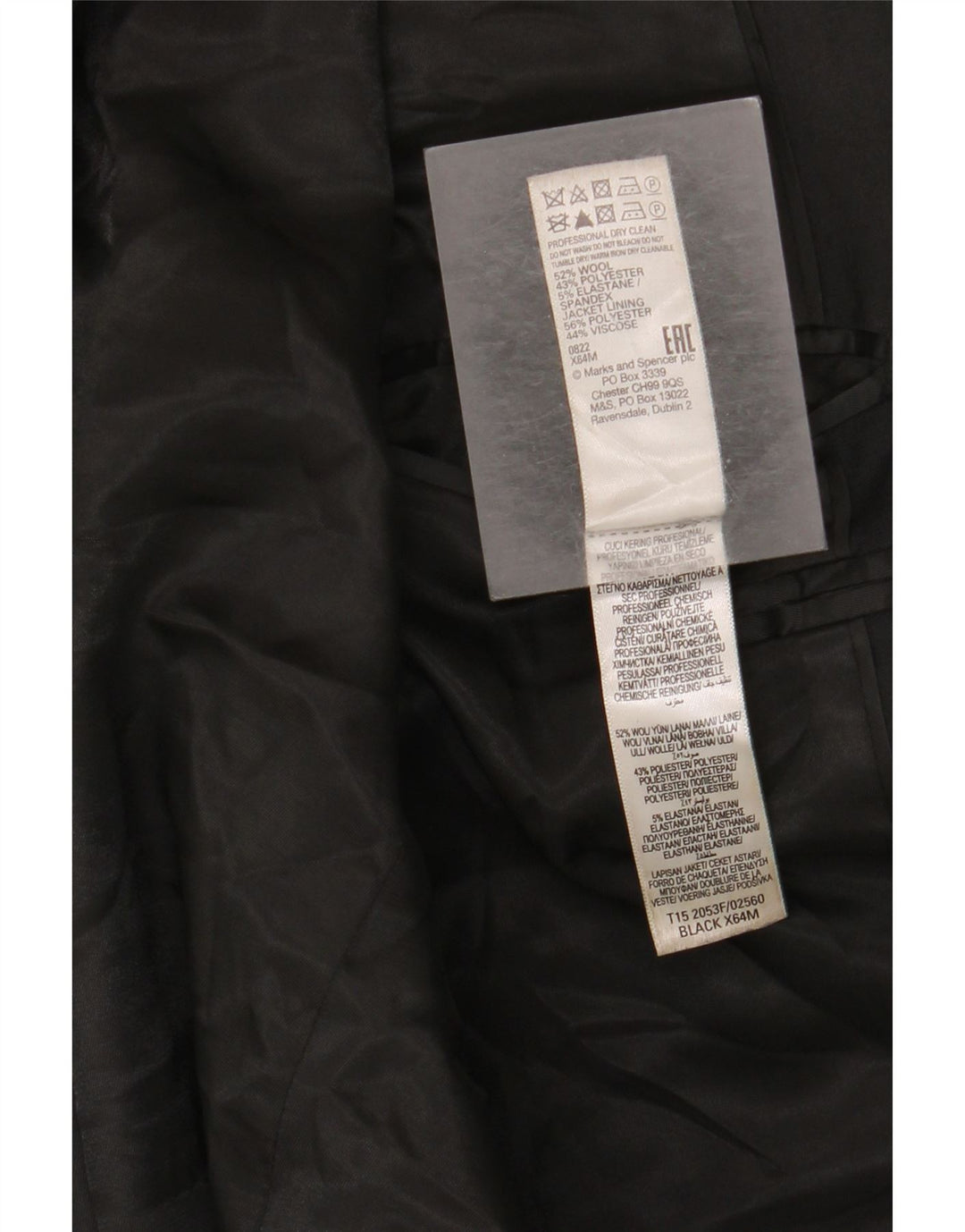 Giacca blazer a 2 bottoni da uomo Marks & Spencer UK 38 lana nera media