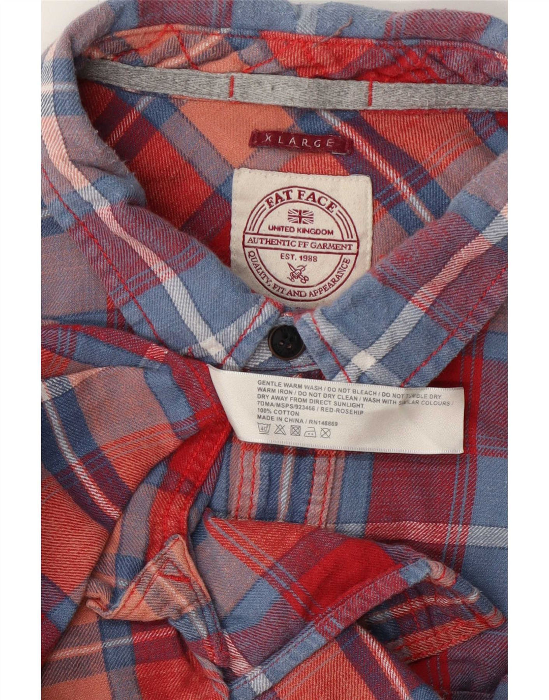 Camicia in flanella da uomo Fat Face XL in cotone a quadri rossi