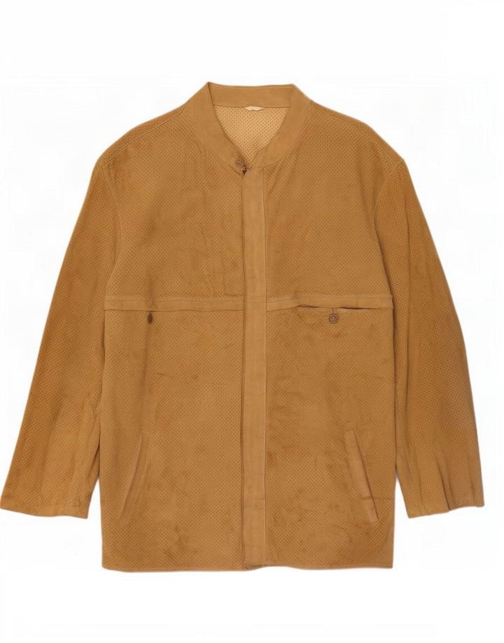 Giacca vintage in pelle scamosciata da uomo UK 34 XS Beige