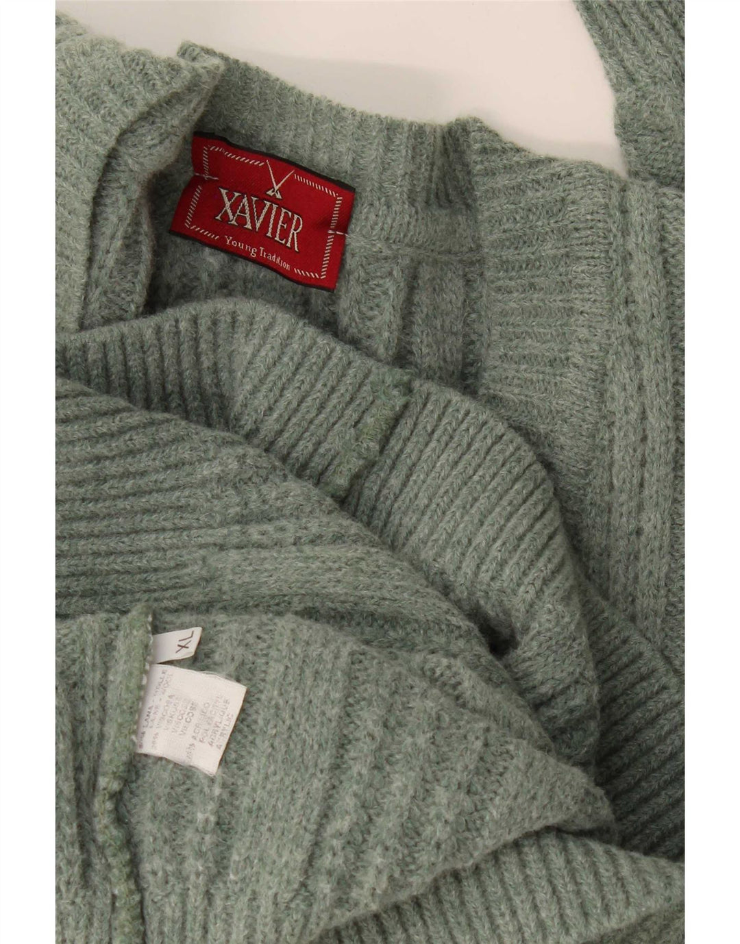 Maglione da uomo con scollo a V Xavier XL in lana verde