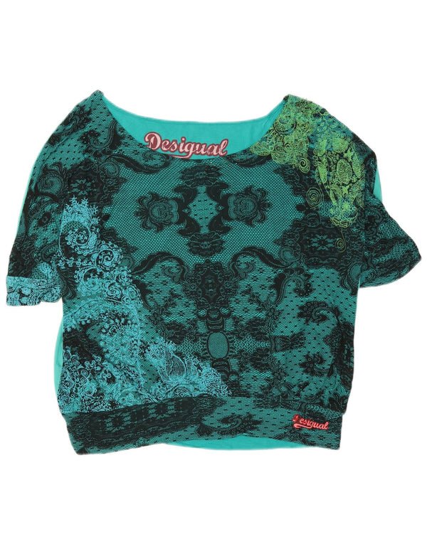 Desigual Donna Camicetta Grafica Oversize Top UK 18 XL Turchese Paisley