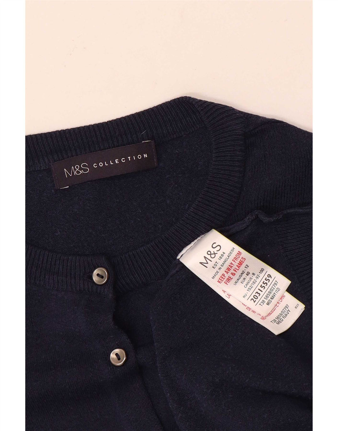 Maglione cardigan da donna Marks & Spencer UK 12 Viscosa blu navy medio