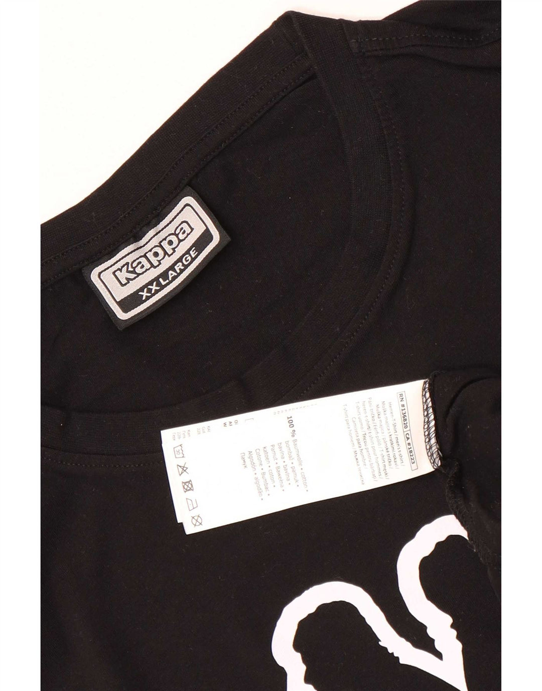 T-shirt grafica da uomo Kappa Top 2XL cotone nero