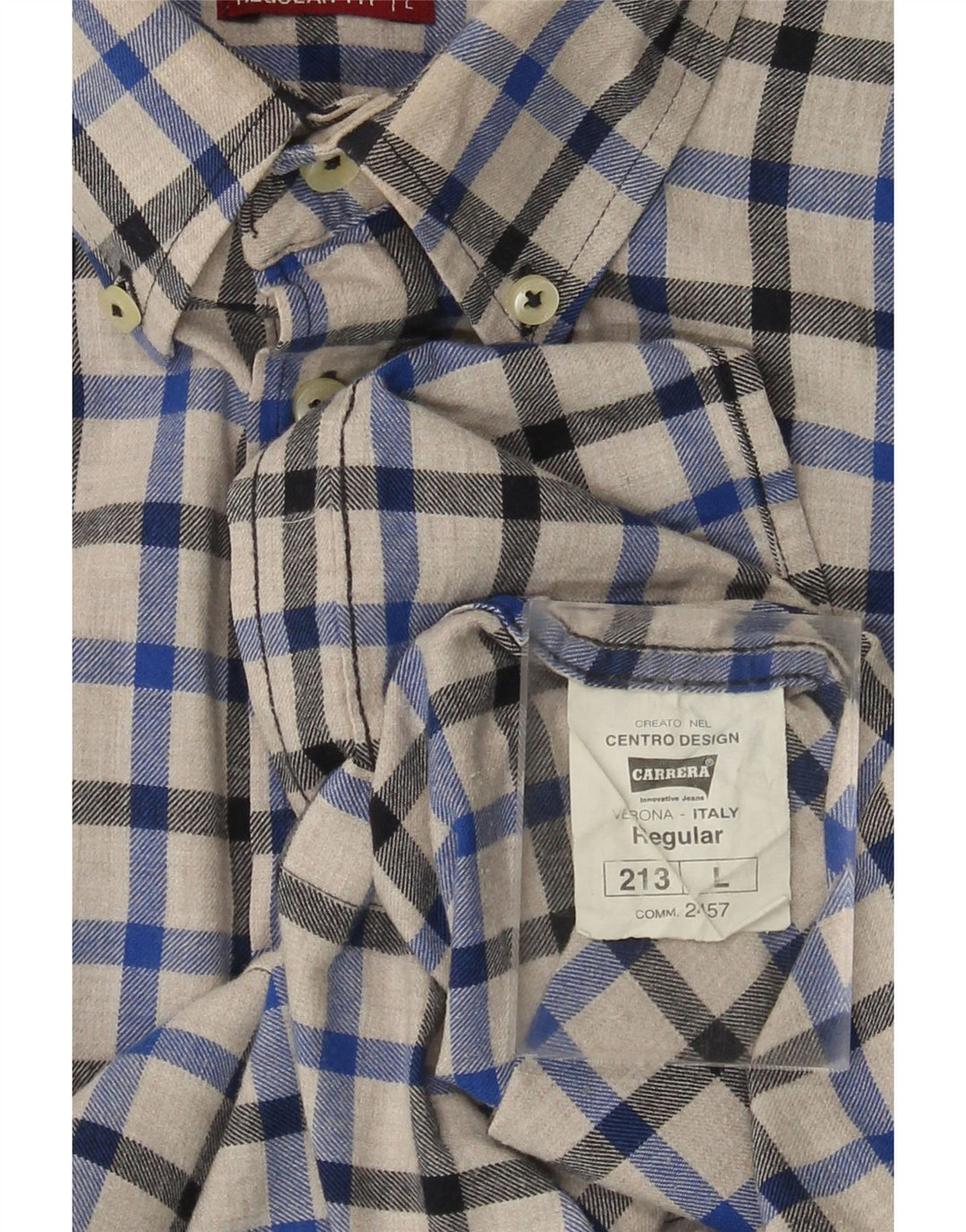 CARRERA Camicia da uomo in flanella vestibilità regolare in cotone a quadri blu grandi