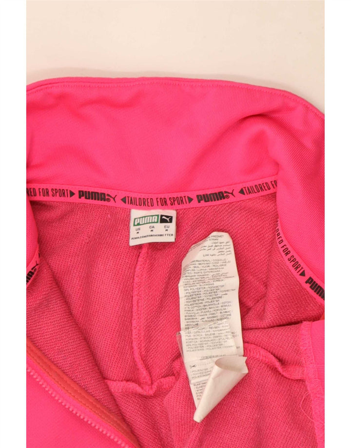 Felpa Puma da donna con collo con zip e grafica oversize, maglione UK 14, colore rosa medio