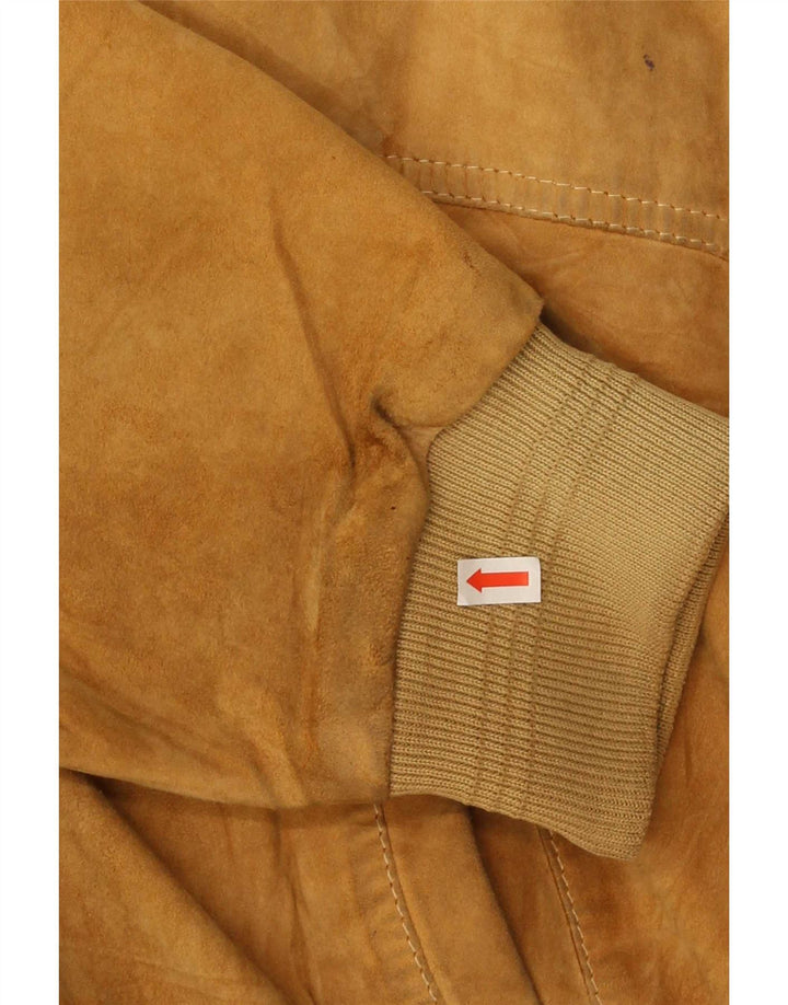 Giubbotto bomber vintage in pelle scamosciata da uomo IT 50 grande beige
