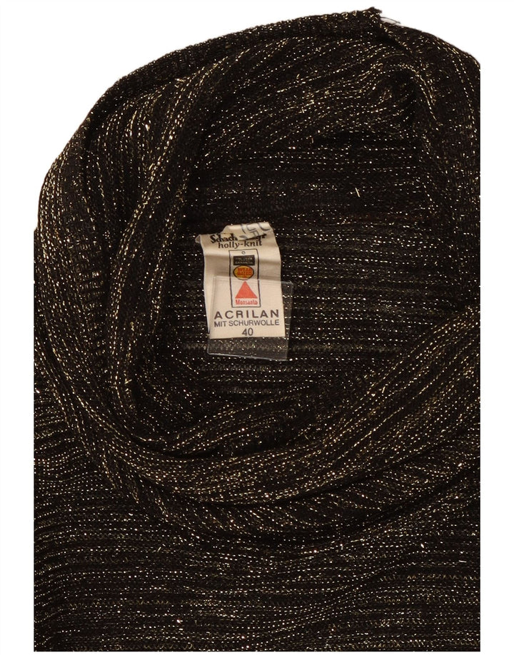 Maglione maglione vintage da donna con collo alto EU 40 medio nero screziato