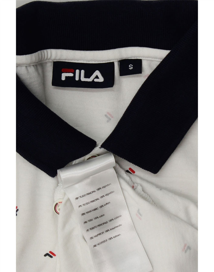 Polo grafica da uomo Fila piccola in cotone bianco