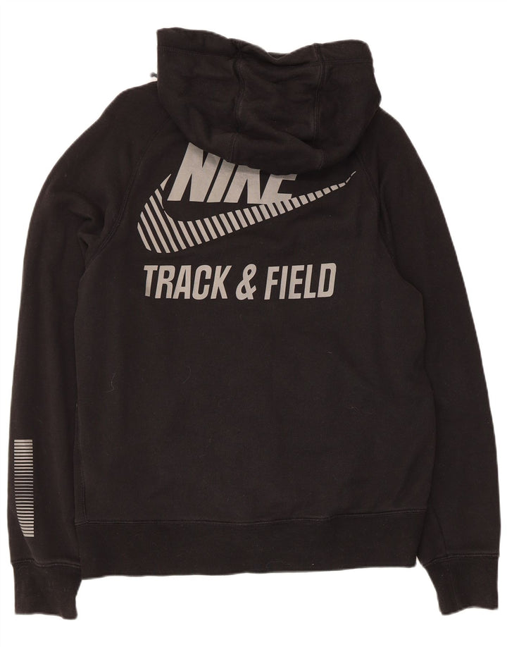 Felpa con cappuccio e zip grafica Nike da uomo in cotone nero medio