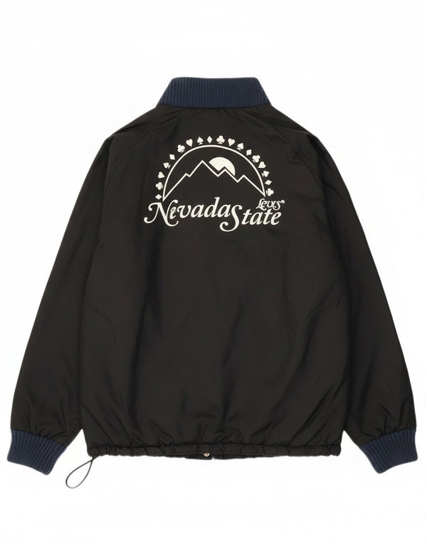 Levi's Uomo Nevada Graphic Liner Bomber Giacca UK 42 XL Nero Poliammide