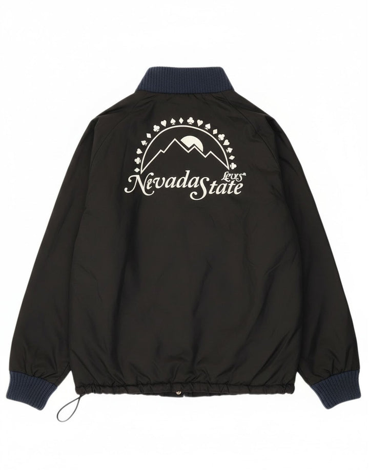 Levi's Uomo Nevada Graphic Liner Bomber Giacca UK 42 XL Nero Poliammide