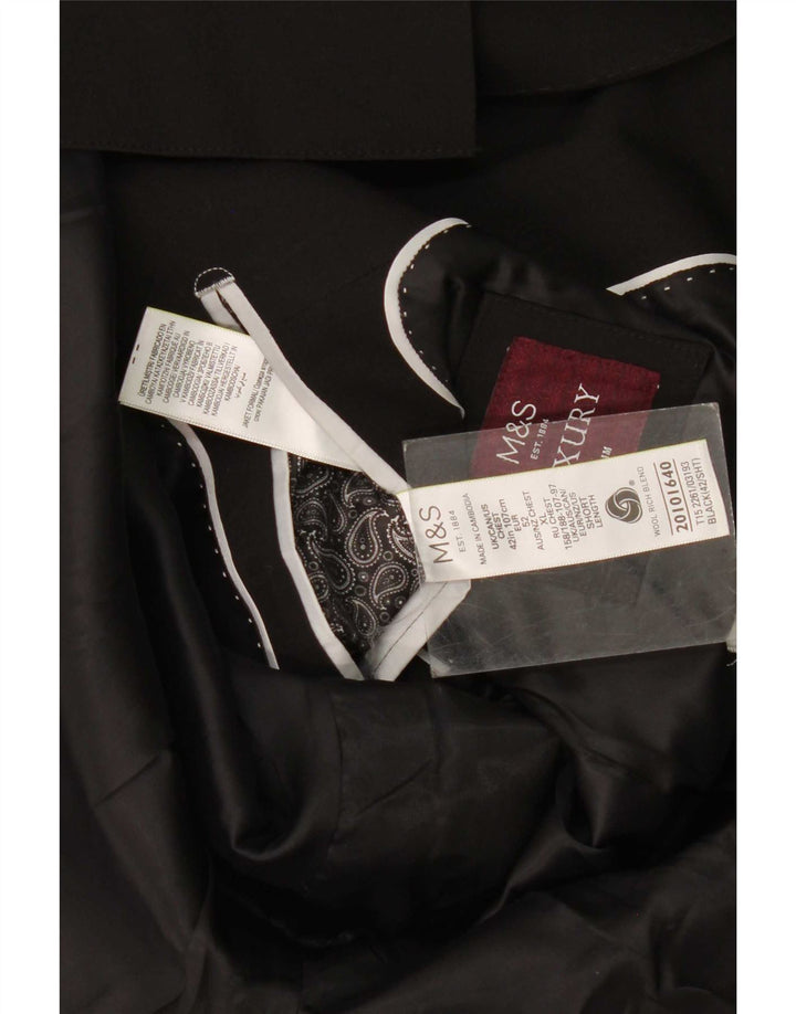 Giacca blazer a 2 bottoni Marks & Spencer da uomo UK 42 grande lana nera