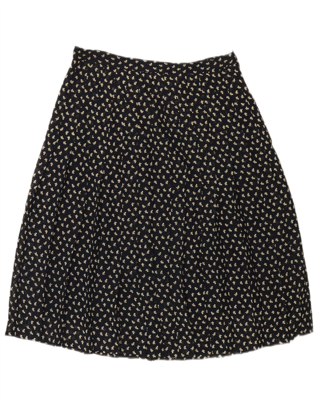 Gonna a trapezio a vita alta da donna VINTAGE IT 44 media W26 blu navy floreale