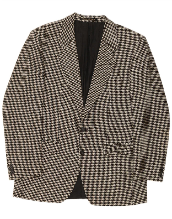 Giacca blazer lunga da uomo Marks & Spencer UK 40 media pied de poule nera