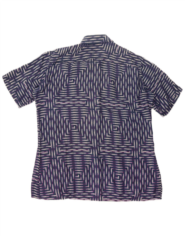 PANCALDI Camicia Uomo Manica Corta XL Blu Geometria