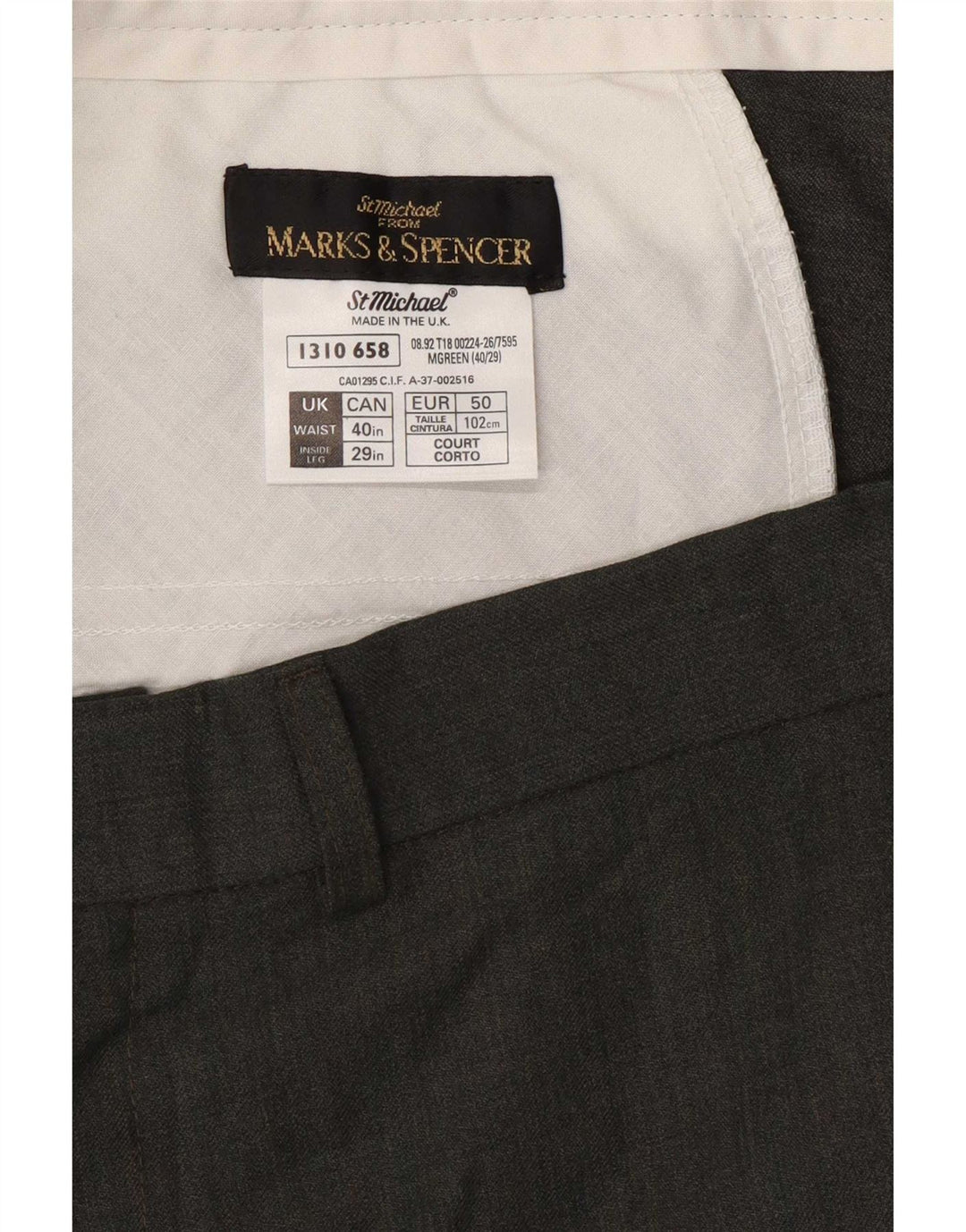 Pantaloni da abito dritti Marks & Spencer da uomo St. Michael W40 L29 verdi