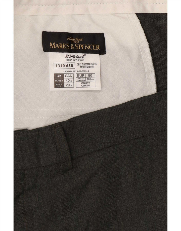 Pantaloni da abito dritti Marks & Spencer da uomo St. Michael W40 L29 verdi