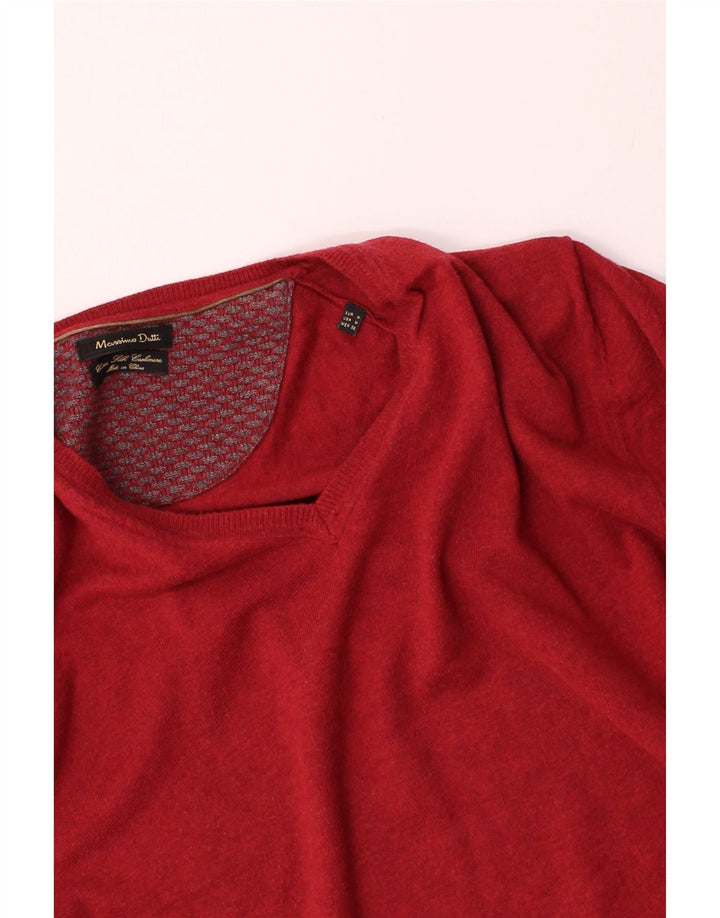MASSIMO DUTTI Mens V-Neck Jumper Sweater Medium Red Cotton Vintage Massimo Dutti and Second-Hand Massimo Dutti from Messina Hembry 
