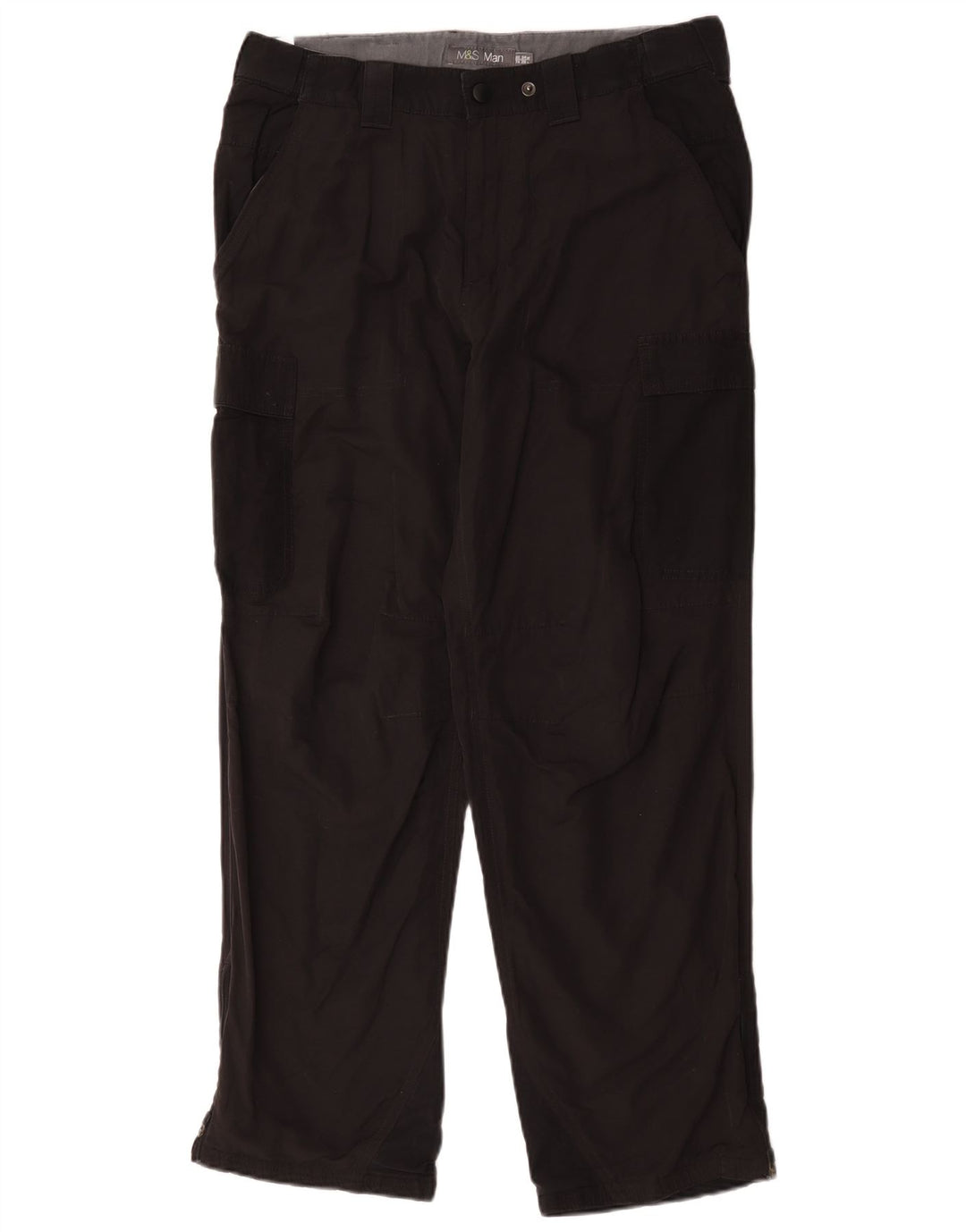 Pantaloni cargo dritti da uomo Marks & Spencer W34 L29 neri in poliammide