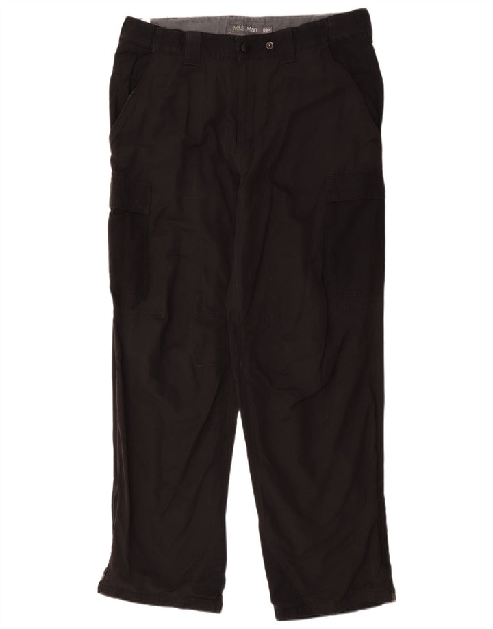 Pantaloni cargo dritti da uomo Marks & Spencer W34 L29 neri in poliammide