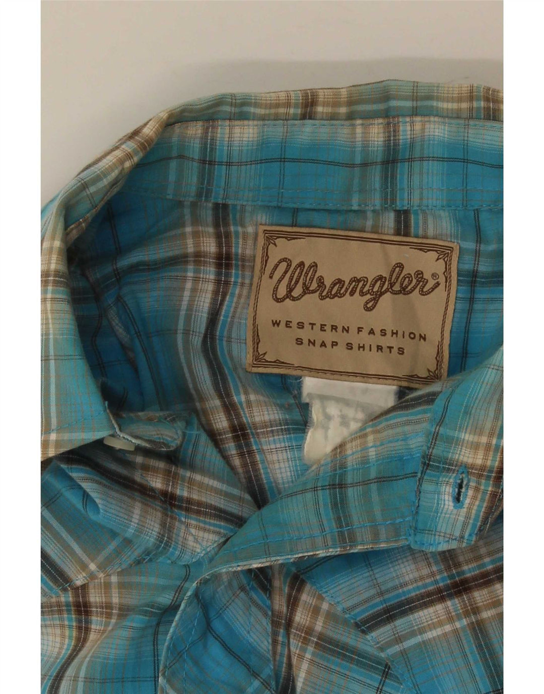 Camicia a maniche corte western da uomo Wrangler a quadri blu medio