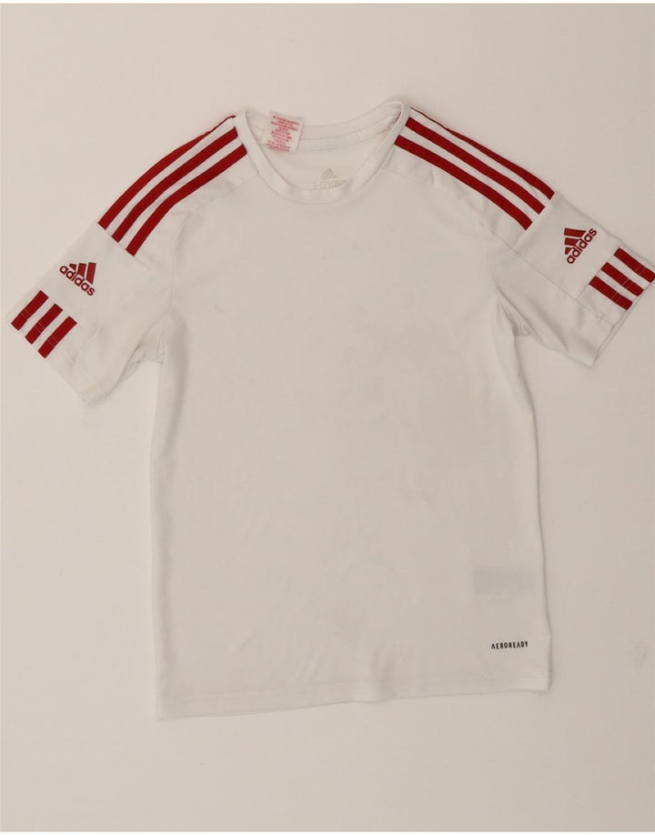 ADIDAS Boys Aeroready T-Shirt Top 11-12 Years White Polyester Vintage Adidas and Second-Hand Adidas from Messina Hembry 