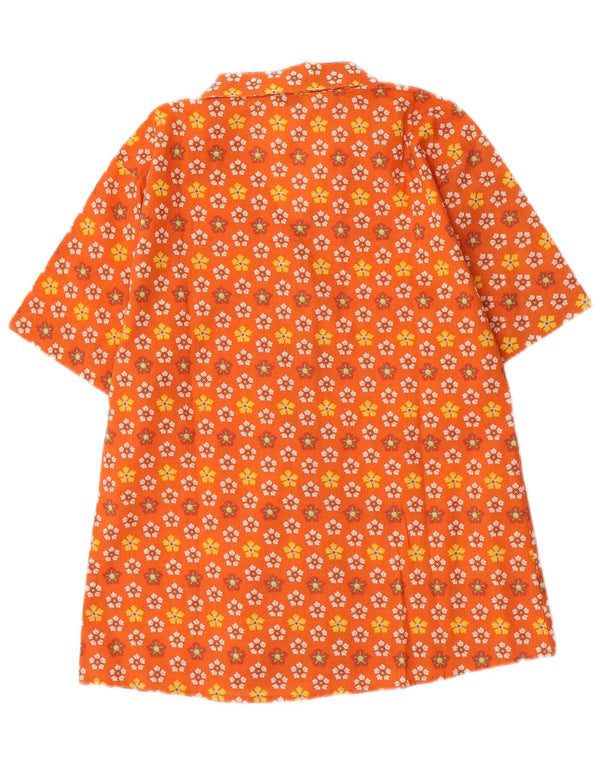 Roveri Donna Camicia a maniche corte da donna Camicetta UK 14 Arancione medio floreale