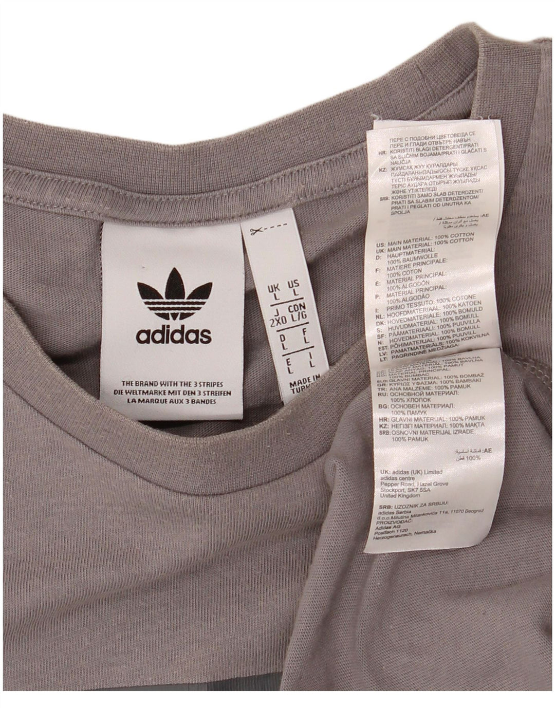 T-shirt grafica da uomo ADIDAS Top grande in cotone grigio
